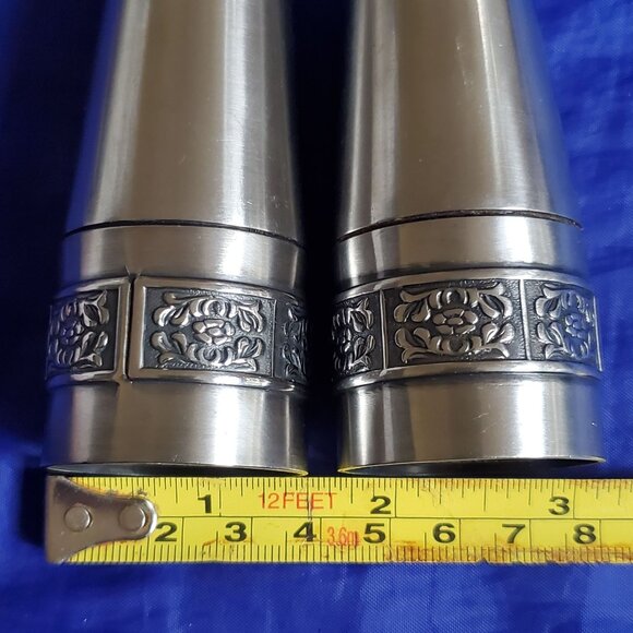 Vtg MCM Robert Stanley Salt & Pepper Set "Velvet" Stainless Danish Scandi-Style - Picture 4 of 6